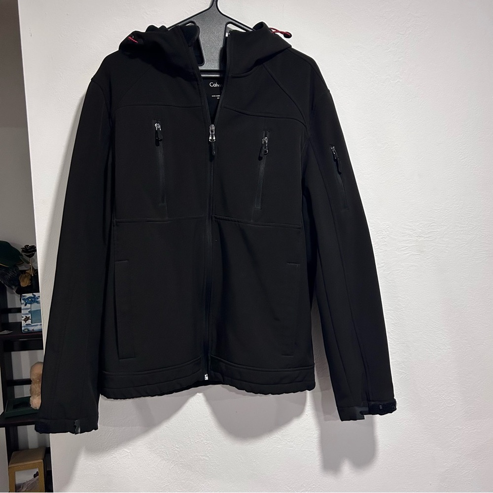 Calvin Klein Men's Black Performance Jacket with Hood Full Zip Up Size Small